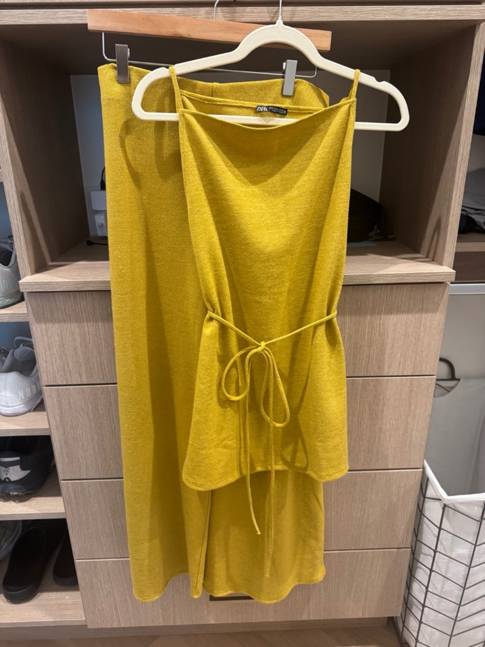 Zara Mustard Yellow 2-Piece Knit Wide Leg Pants Set M